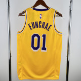 2022-23 LAKERS EUNCHAE #01 Yellow Top Quality Hot Pressing NBA Jersey(圆领)