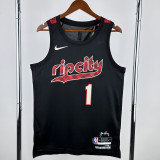 2023-24 Trail Blazers SIMMONS #1 Black City Edition Top Quality Hot Pressing NBA Jersey