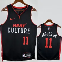 2023-24 HEAT JAQUEZ JR. #11 Black City Edition Top Quality Hot Pressing NBA Jersey (V领）