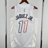 2022-23 HEAT JAQUEZ JR. #11 White City Edition Top Quality Hot Pressing NBA Jersey