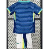 2024-25 Brazil Away Kids Soccer Jersey