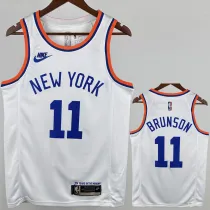 KNICKS BRUNSON #11 White 75th Anniversary Retro NBA Jersey