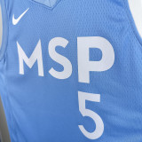 TIMBERWOLVES EDWARDS #5 Azure Top Quality Hot Pressing NBA Jersey