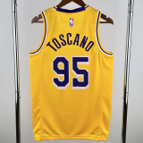 2022-23 LAKERS TOSCANO #95 Yellow Top Quality Hot Pressing NBA Jersey(圆领)