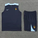 2024-25 France Royal Blue Tank top and shorts suit