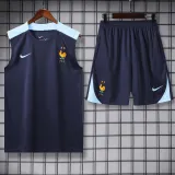 2024-25 France Royal Blue Tank top and shorts suit