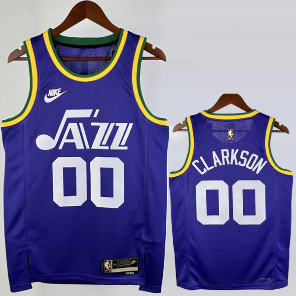 2023-24 JAZZ CLARKSON #00 purple Top Quality Top Quality Hot Pressing NBA Jersey (Retro Logo)