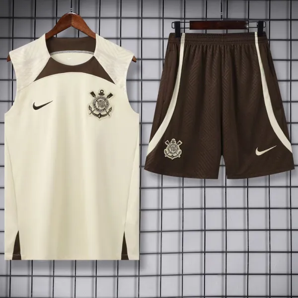2024-25 Corinthians Beige Tank top and shorts suit