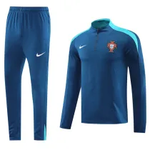 2024-25 Portugal Royal blue Half Pull Tracksuit #01(半拉链)