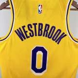 2022-23 Lakers WESTBROOK #0 Yellow Top Quality Hot Pressing NBA Jersey(圆领)