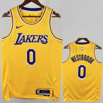 2022-23 Lakers WESTBROOK #0 Yellow Top Quality Hot Pressing NBA Jersey(圆领)