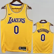 2022-23 Lakers WESTBROOK #0 Yellow Top Quality Hot Pressing NBA Jersey(圆领)