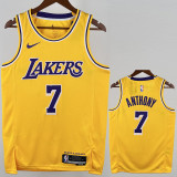 2022-23 Lakers ANTHONY #7 Yellow Top Quality Hot Pressing NBA Jersey(圆领)