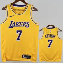 2022-23 Lakers ANTHONY #7 Yellow Top Quality Hot Pressing NBA Jersey(圆领)