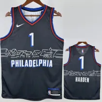 2020-21 76ERS HARDEN #1 Black City Edition Top Quality Hot Pressing NBA Jersey