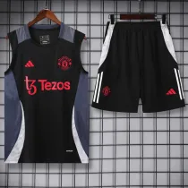 2024-25 Man Utd Black Tank top and shorts suit