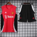 2024-25 Man Utd Red Tank top and shorts suit