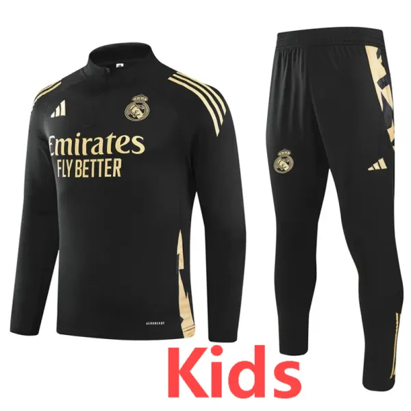 2024-25 RMA Black Kids Half Pull Tracksuit (童装)(半拉链)