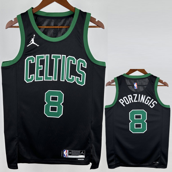 2022-23 Celtics PORZINGIS #8 Black Top Quality Hot Pressing NBA Jersey (Trapeze Edition) 飞人版