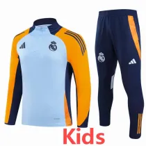 2024-25 RMA Blue Yellow Kids Half Pull Tracksuit (童装)(半拉链)