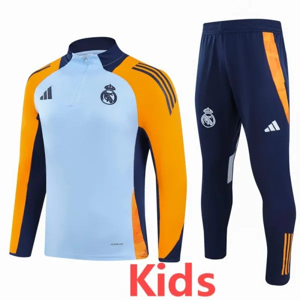 2024-25 RMA Blue Yellow Kids Half Pull Tracksuit (童装)(半拉链)