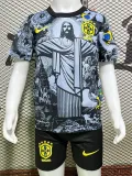 2024-25 Brazil Black Grey Special Edition Kids Soccer Jersey (耶稣灰黑)