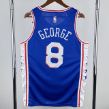 2022-23 76ERS GEORGE #8 Blue Top Quality Hot Pressing NBA Jersey (V领）