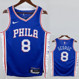 2022-23 76ERS GEORGE #8 Blue Top Quality Hot Pressing NBA Jersey (V领）