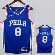 2022-23 76ERS GEORGE #8 Blue Top Quality Hot Pressing NBA Jersey (V领）