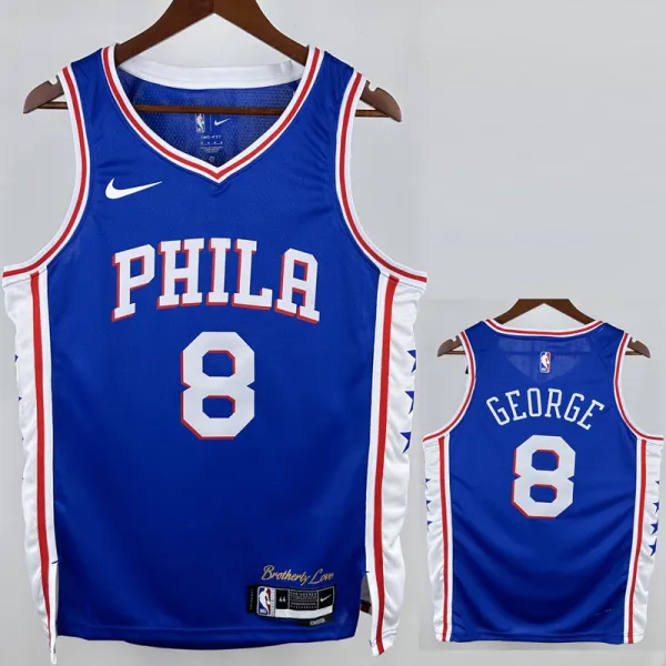 2022-23 76ERS GEORGE #8 Blue Top Quality Hot Pressing NBA Jersey (V领）