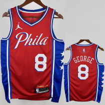 2022-23 76ERS GEORGE #8 Red Top Quality Hot Pressing NBA Jersey (Trapeze Edition) 飞人版