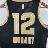 2023-24 Grizzlies MORANT #12 Black Glory Edition Top Quality Hot Pressing NBA Jersey 荣耀版