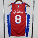 2022-23 76ERS GEORGE #8 Red Top Quality Hot Pressing NBA Jersey (Trapeze Edition) 飞人版