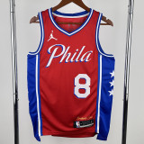 2022-23 76ERS GEORGE #8 Red Top Quality Hot Pressing NBA Jersey (Trapeze Edition) 飞人版