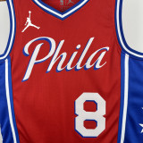 2022-23 76ERS GEORGE #8 Red Top Quality Hot Pressing NBA Jersey (Trapeze Edition) 飞人版