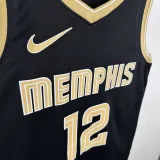 2023-24 Grizzlies MORANT #12 Black Glory Edition Top Quality Hot Pressing NBA Jersey 荣耀版