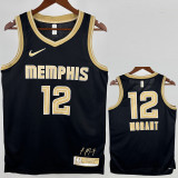 2023-24 Grizzlies MORANT #12 Black Glory Edition Top Quality Hot Pressing NBA Jersey 荣耀版