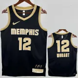 2023-24 Grizzlies MORANT #12 Black Glory Edition Top Quality Hot Pressing NBA Jersey 荣耀版