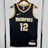 2023-24 Grizzlies MORANT #12 Black Glory Edition Top Quality Hot Pressing NBA Jersey 荣耀版