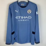 2024-25 Man City Home Long Sleeve Soccer Jersey (长袖)