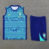2024-25 Brazil Fancy blue Tank top and shorts suit