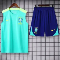 2024-25 Brazil Light Green Tank top and shorts suit