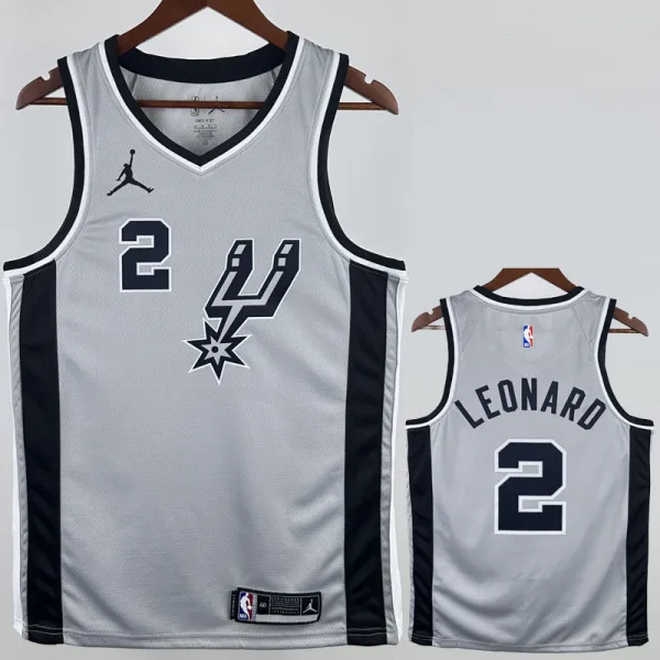 2020-21 SA Spurs LEONARD #2 Grey Top Quality Hot Pressing NBA Jersey (Trapeze Edition) 飞人版