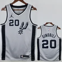 2020-21 SA Spurs GINOBILI #20 Grey Top Quality Hot Pressing NBA Jersey (Trapeze Edition) 飞人版