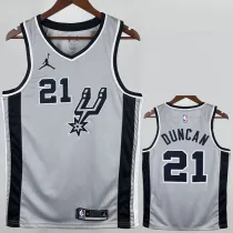 2020-21 SA Spurs DUNCAN #21 Grey Top Quality Hot Pressing NBA Jersey (Trapeze Edition) 飞人版