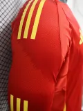 2024-25 Spain Home Long Sleeve Player Version Soccer Jersey (长袖球员)