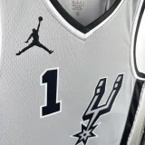 2020-21 SA Spurs WEMBANYAMA #1 Grey Top Quality Hot Pressing NBA Jersey (Trapeze Edition) 飞人版