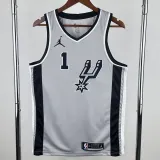 2020-21 SA Spurs WEMBANYAMA #1 Grey Top Quality Hot Pressing NBA Jersey (Trapeze Edition) 飞人版
