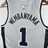2020-21 SA Spurs WEMBANYAMA #1 Grey Top Quality Hot Pressing NBA Jersey (Trapeze Edition) 飞人版