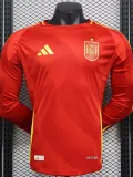 2024-25 Spain Home Long Sleeve Player Version Soccer Jersey (长袖球员)